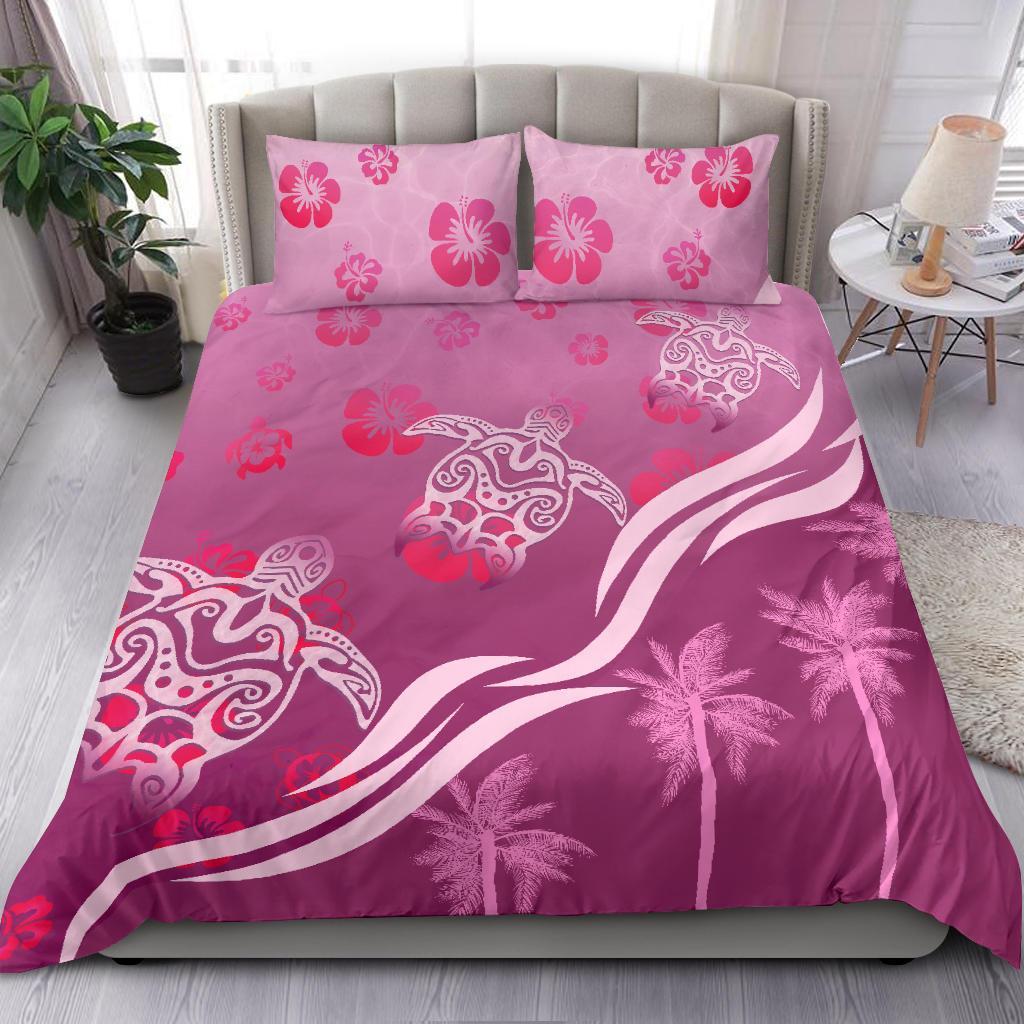 Pink Turtle Hibiscus Bedding Set - Vibe Hoodie Shop