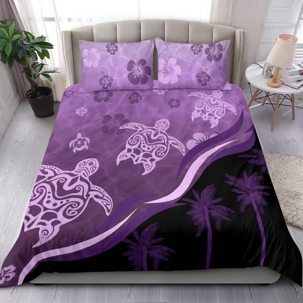 Purple Turtle Hibiscus Bedding Set - Vibe Hoodie Shop