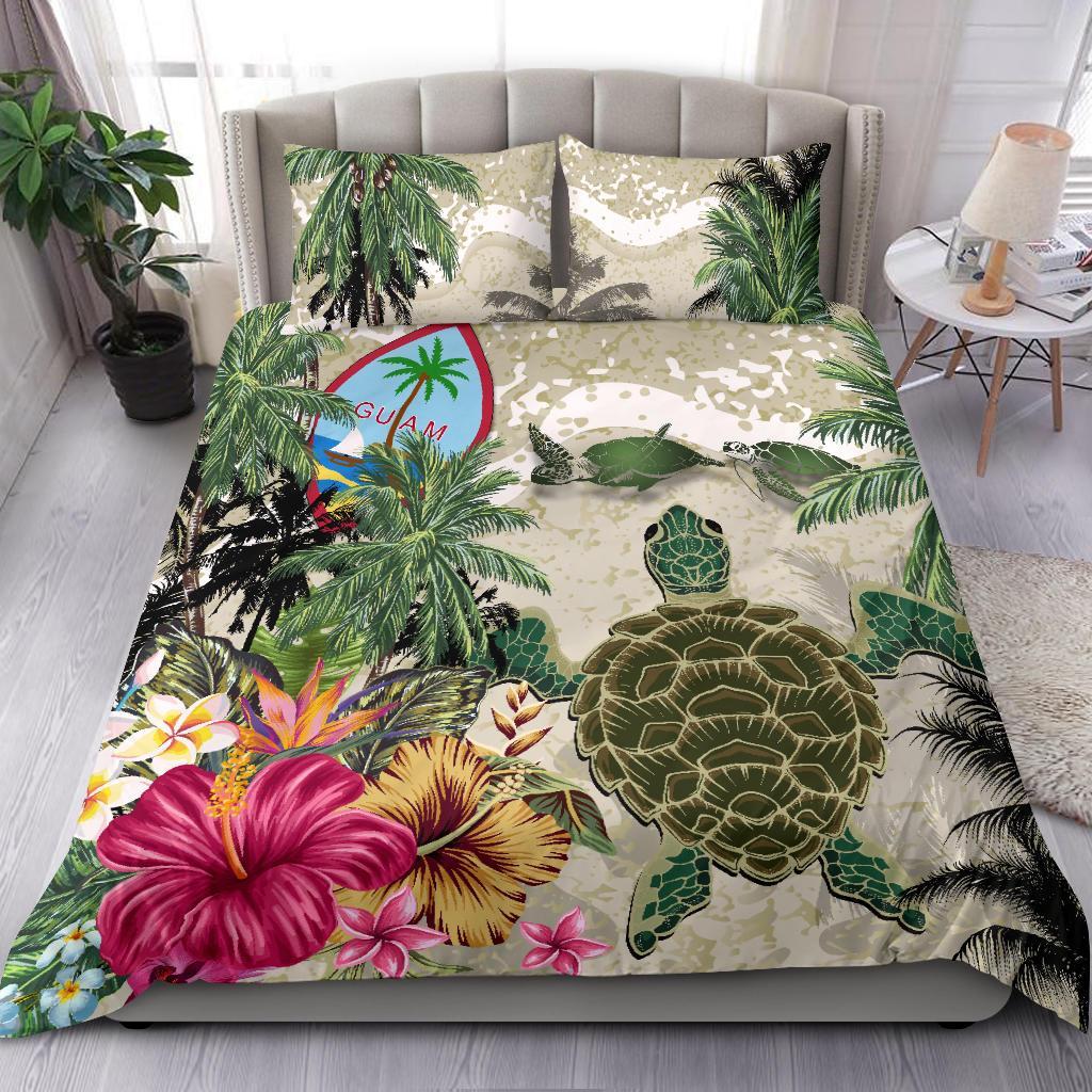 Guam Bedding Set Turtle Polynesian Hibiscus - Vibe Hoodie Shop