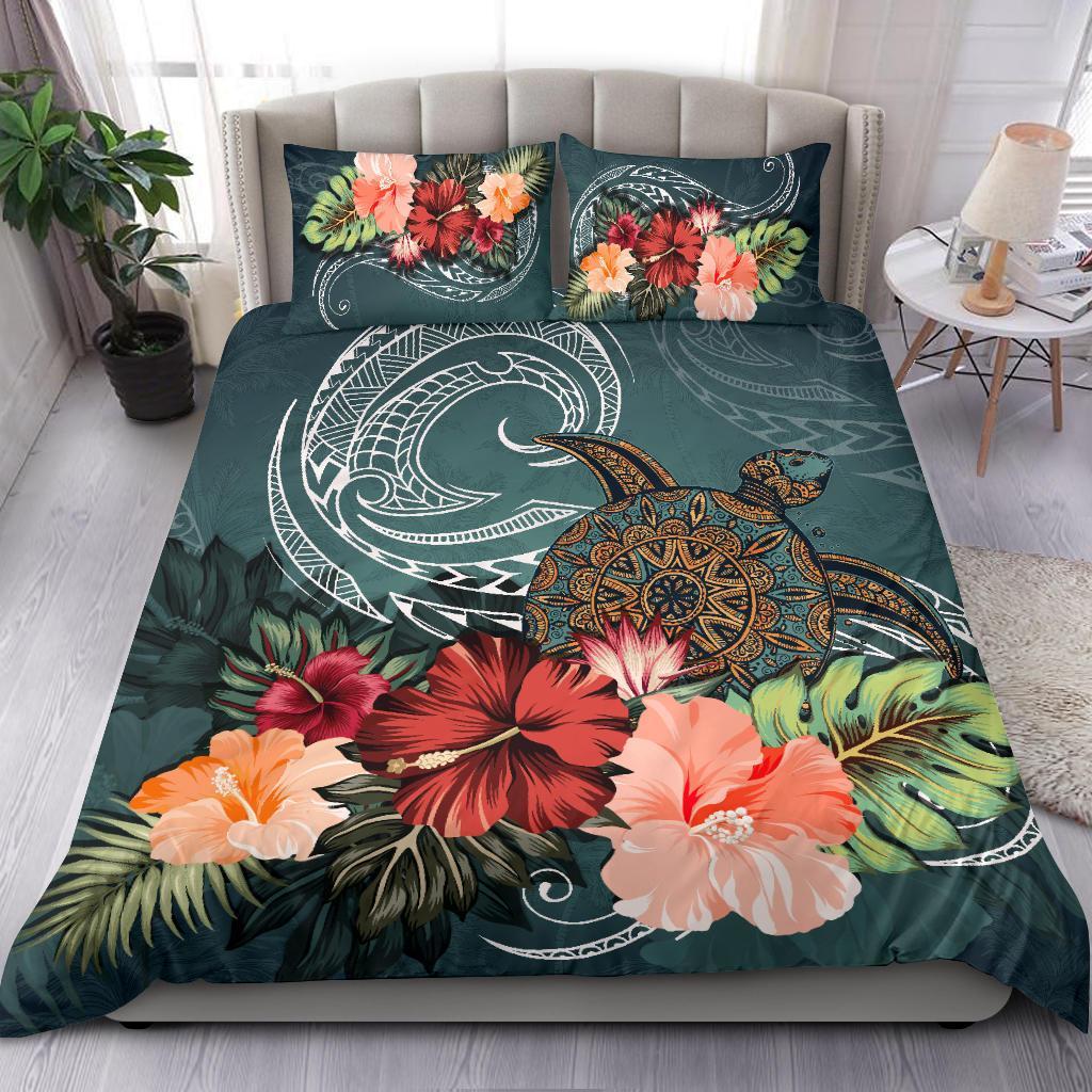 Turtle Polynesian Bedding Set Hibiscus Polynesian - Vibe Hoodie Shop