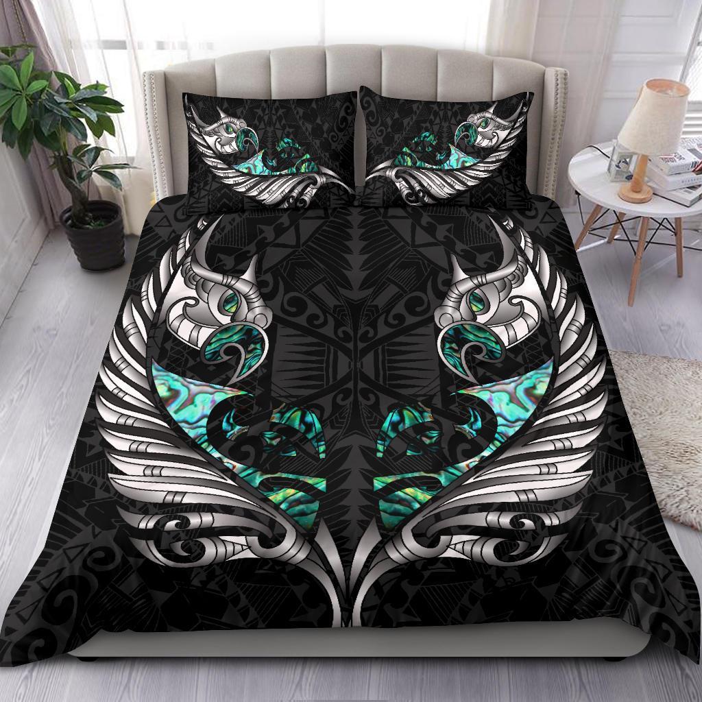 New Zealand Bedding Set Manaia Paua Fern Wing - White - Vibe Hoodie Shop