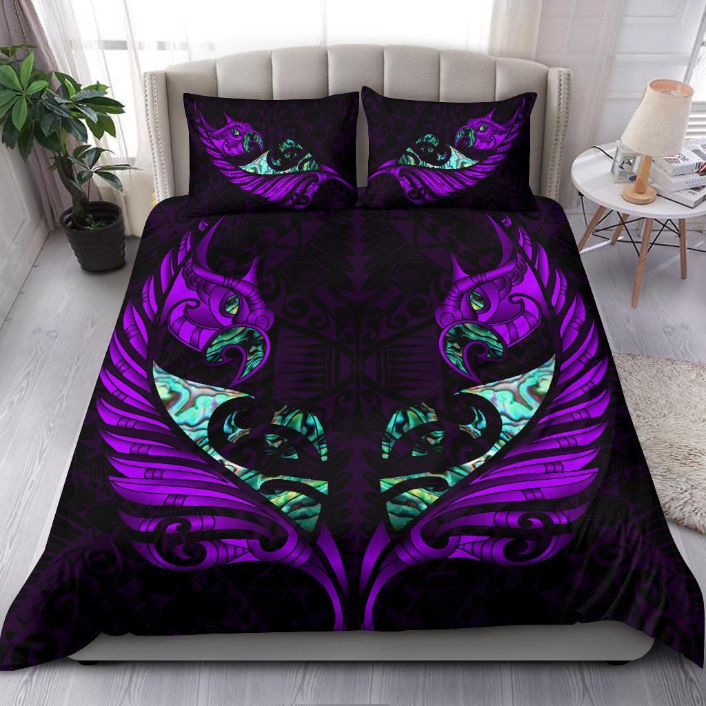 New Zealand Bedding Set Manaia Paua Fern Wing - Violet - Vibe Hoodie Shop