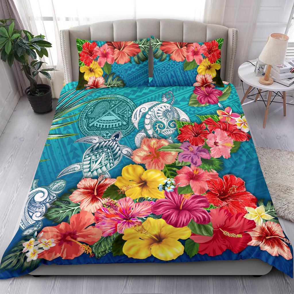 American Samoa Bedding Three Turtle Hibiscus Colorful - Vibe Hoodie Shop