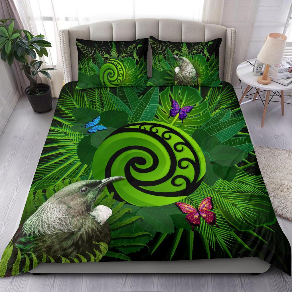 New Zealand Bedding Set Koru Fern Mix Tui Bird - Tropical Floral - Vibe Hoodie Shop