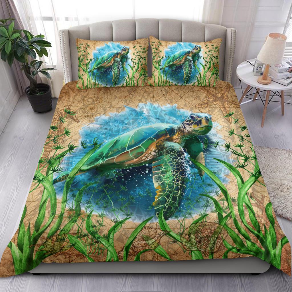 Polynesian Bedding Set Sea Turtle Vintage - Vibe Hoodie Shop