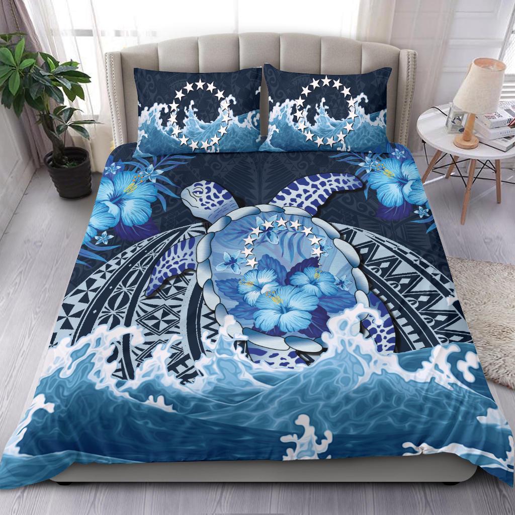 Cook Islands Polynesian Sea Turtle Hibiscus Bedding Set - Vibe Hoodie Shop