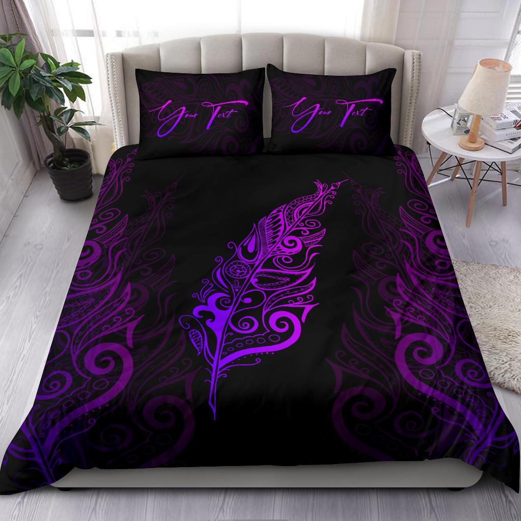 Signature Custom, Light Silver Fern Bedding Set Purple - Vibe Hoodie Shop