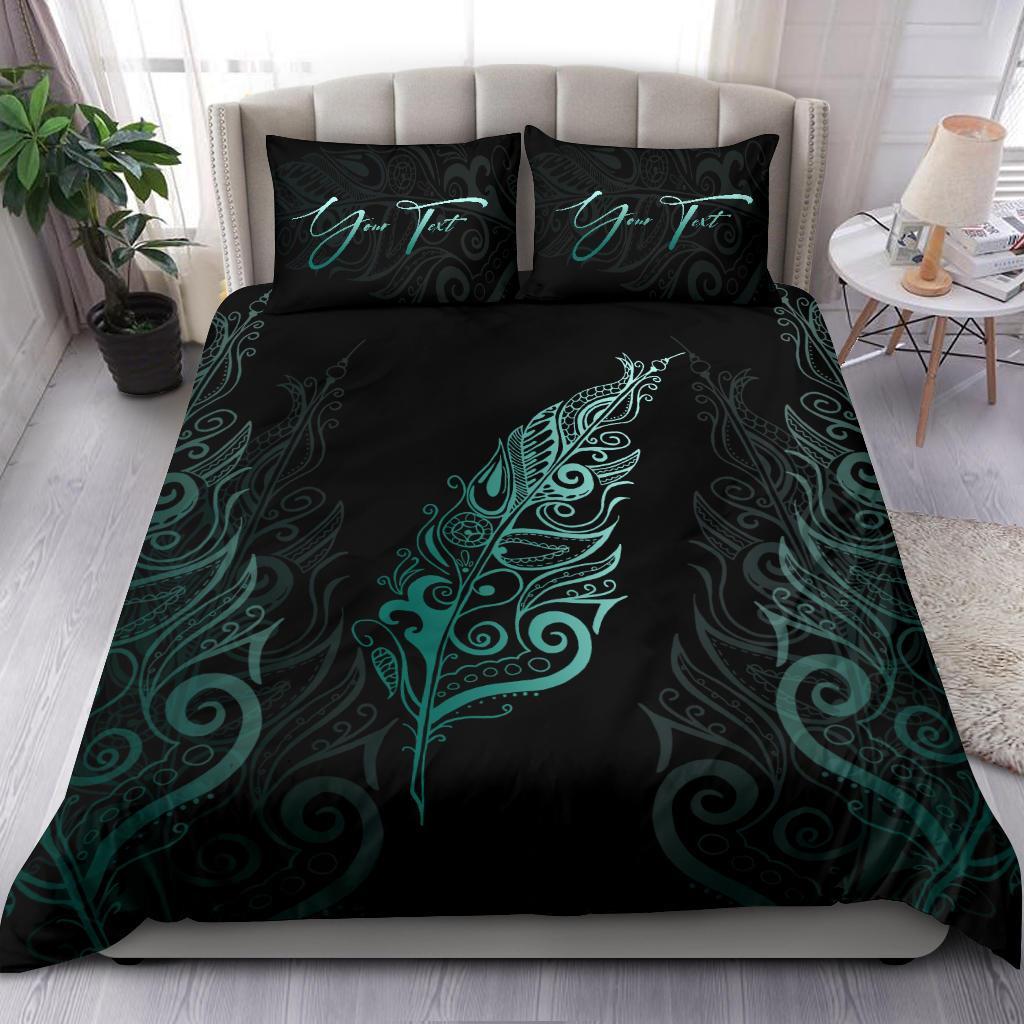 Signature Custom, Light Silver Fern Bedding Set Turquoise - Vibe Hoodie Shop