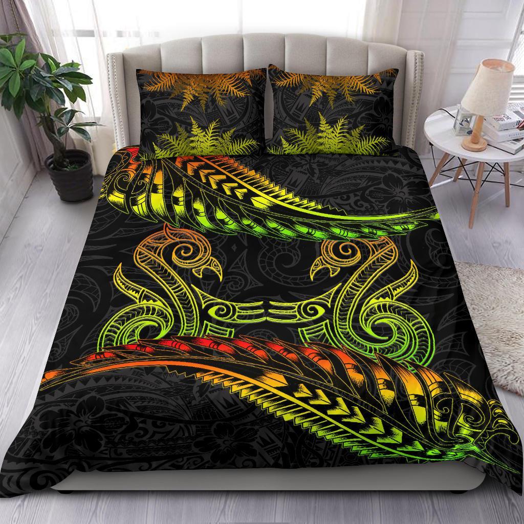 New Zealand Bedding Set Reggae Manaia Maori - Silver Fern Duvet Cover - Vibe Hoodie Shop