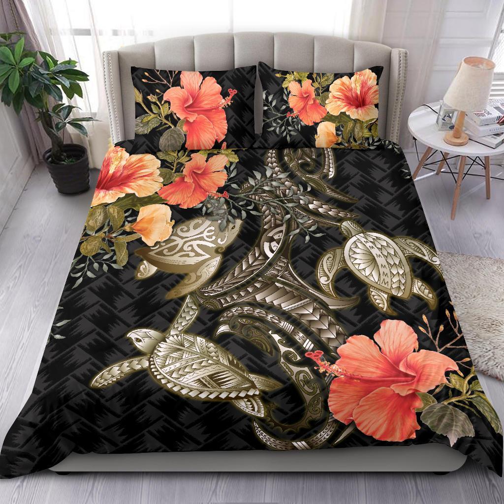 Turtle Mix Hibiscus Bedding Set Polynesian - Vibe Hoodie Shop