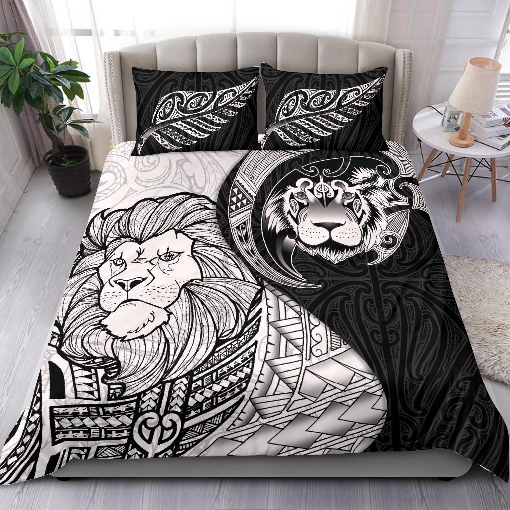 Lion Maori Tattoo, Silver Fern Bedding Set - Vibe Hoodie Shop