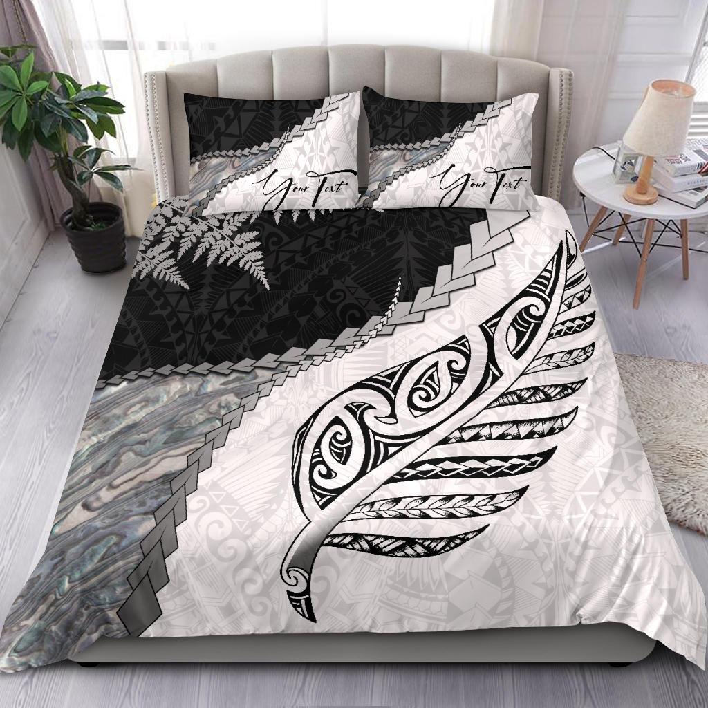 Signature Custom, Paua Shell Maori Silver Fern Bedding Set - Vibe Hoodie Shop