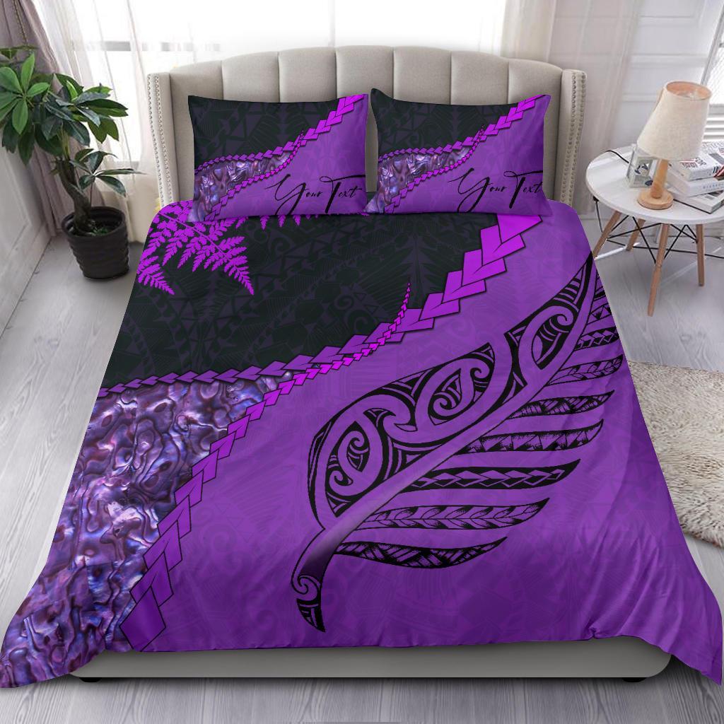 Signature Custom, Paua Shell Maori Silver Fern Bedding Set Purple - Vibe Hoodie Shop