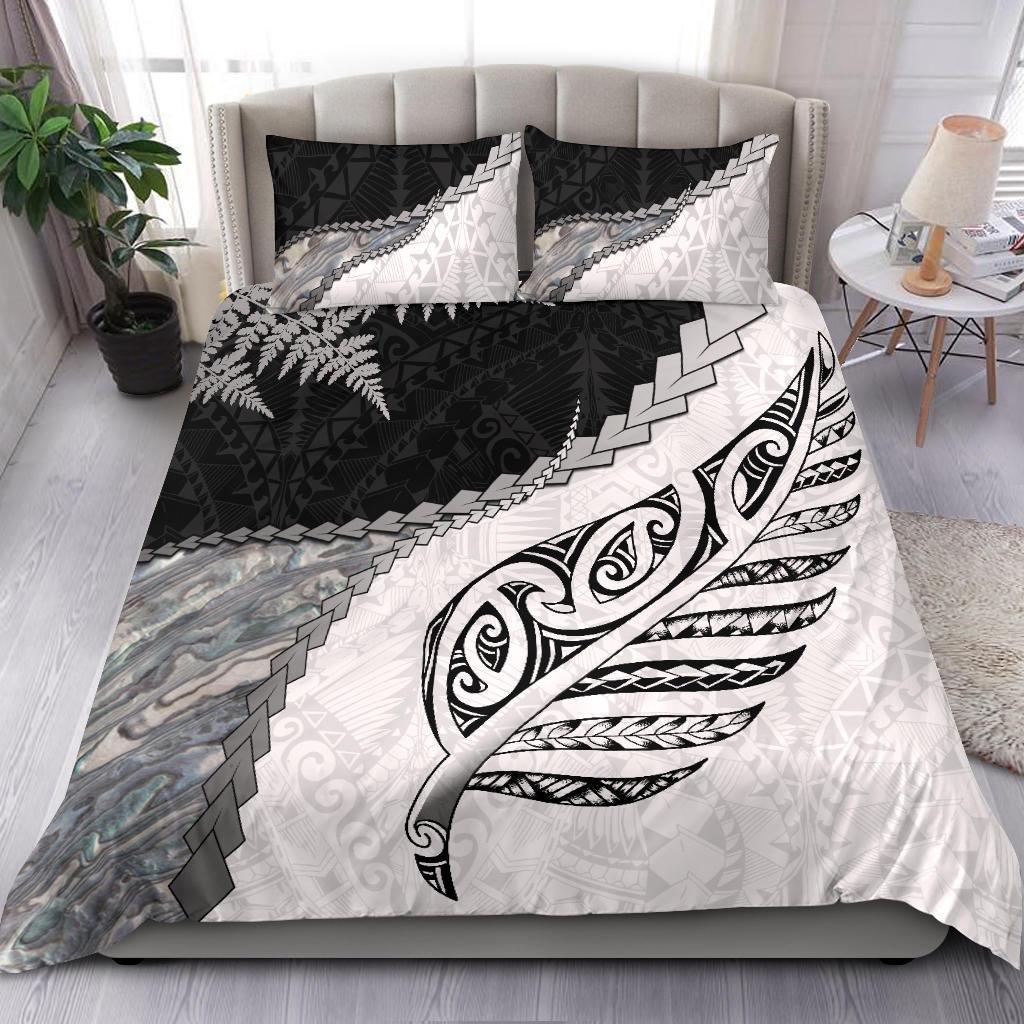 Paua Shell Maori Silver Fern Bedding Set - Vibe Hoodie Shop