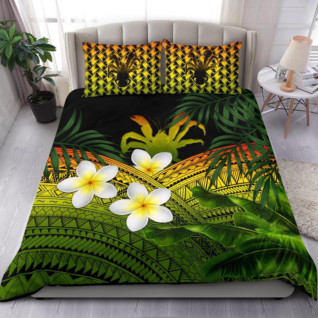 Niue Bedding Set, Polynesian Plumeria Banana Leaves Reggae - Vibe Hoodie Shop