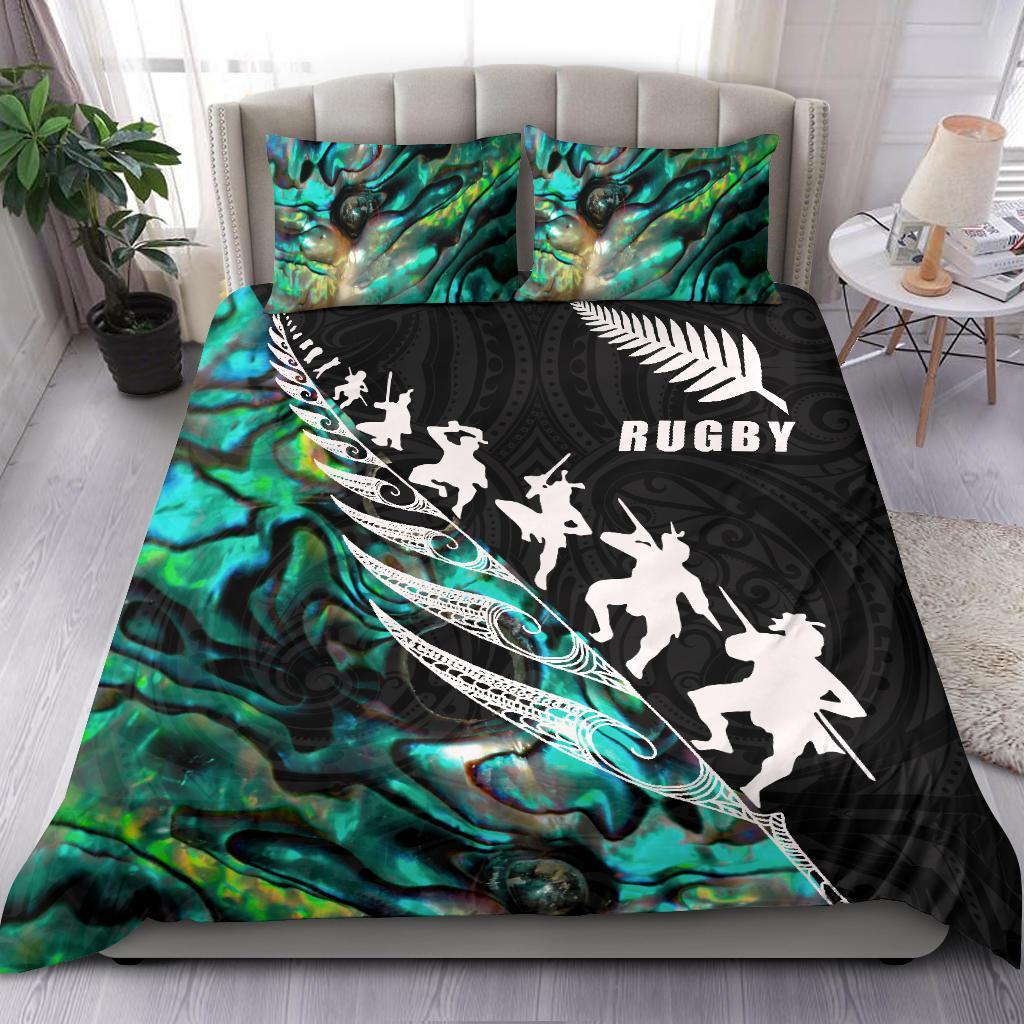Aotearoa Rugby Haka Fern Paua Shell Bedding Set - Vibe Hoodie Shop