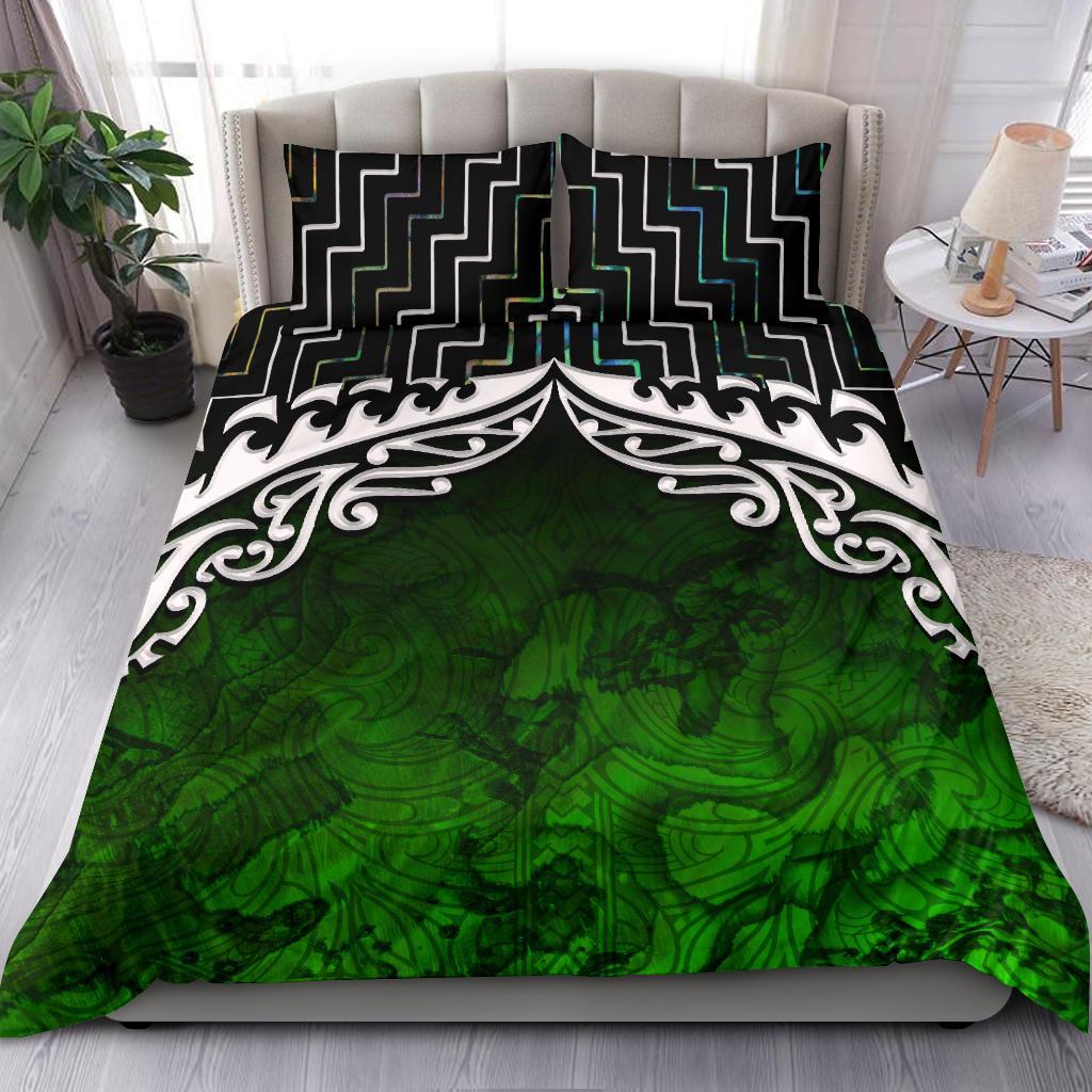 New Zealand Maori Silver Fern Poutama Bedding Set - Vibe Hoodie Shop