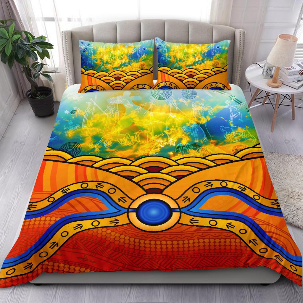 Aboriginal Bedding Set, Australia Kangaroo Sky - Vibe Hoodie Shop