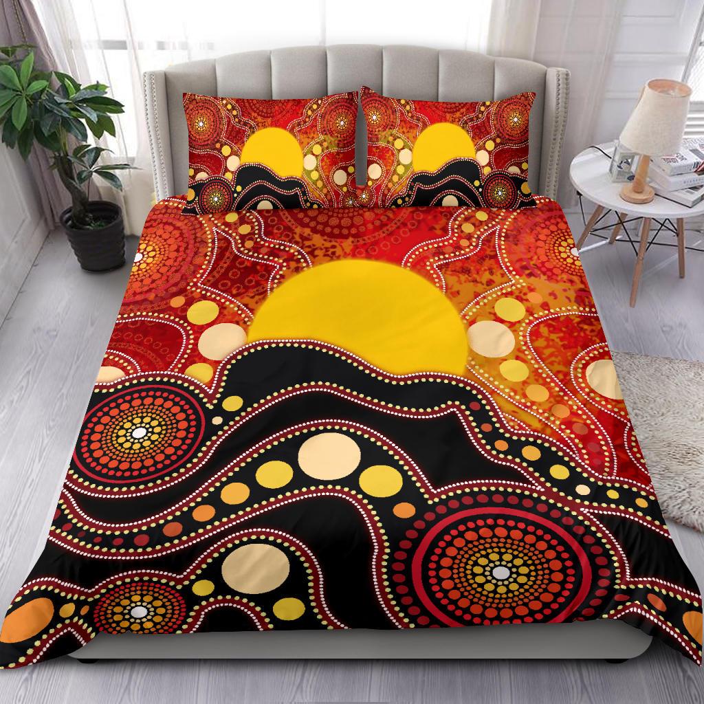 Aboriginal Bedding Set, Aboriginal Lives Matter Flag Dot Painting Art - Vibe Hoodie Shop