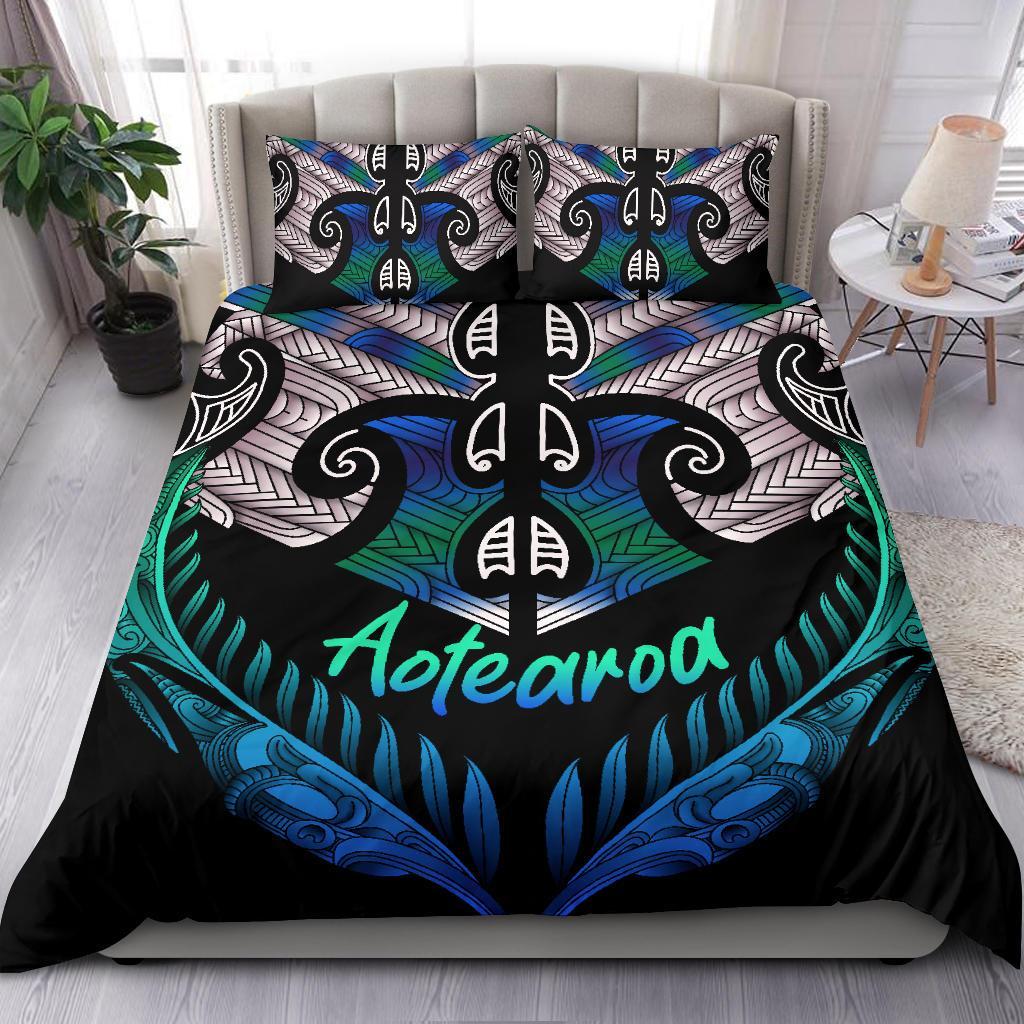 Aotearoa Bedding Set Silver Fern Tangaroa - Vibe Hoodie Shop