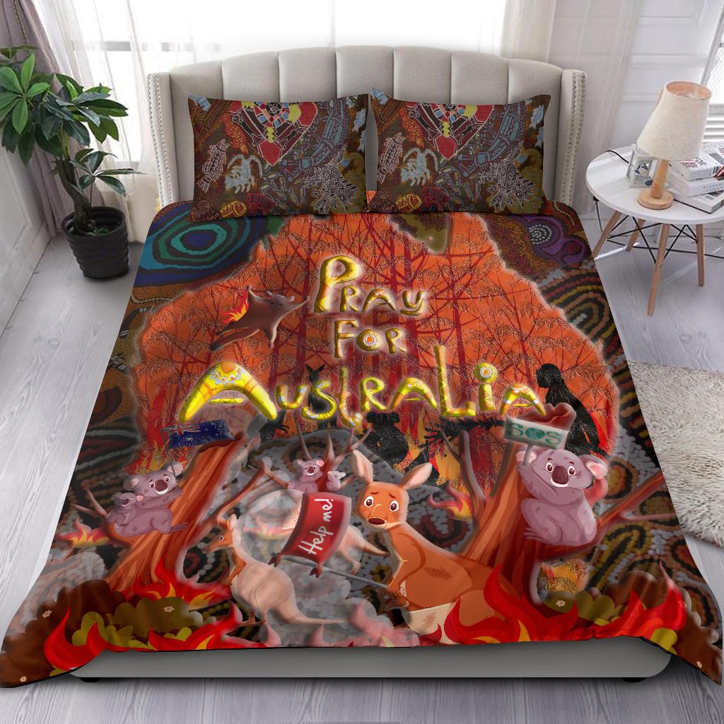 Pray For Australia Bedding Set - Aboriginal Pattern - Love Australia - Vibe Hoodie Shop