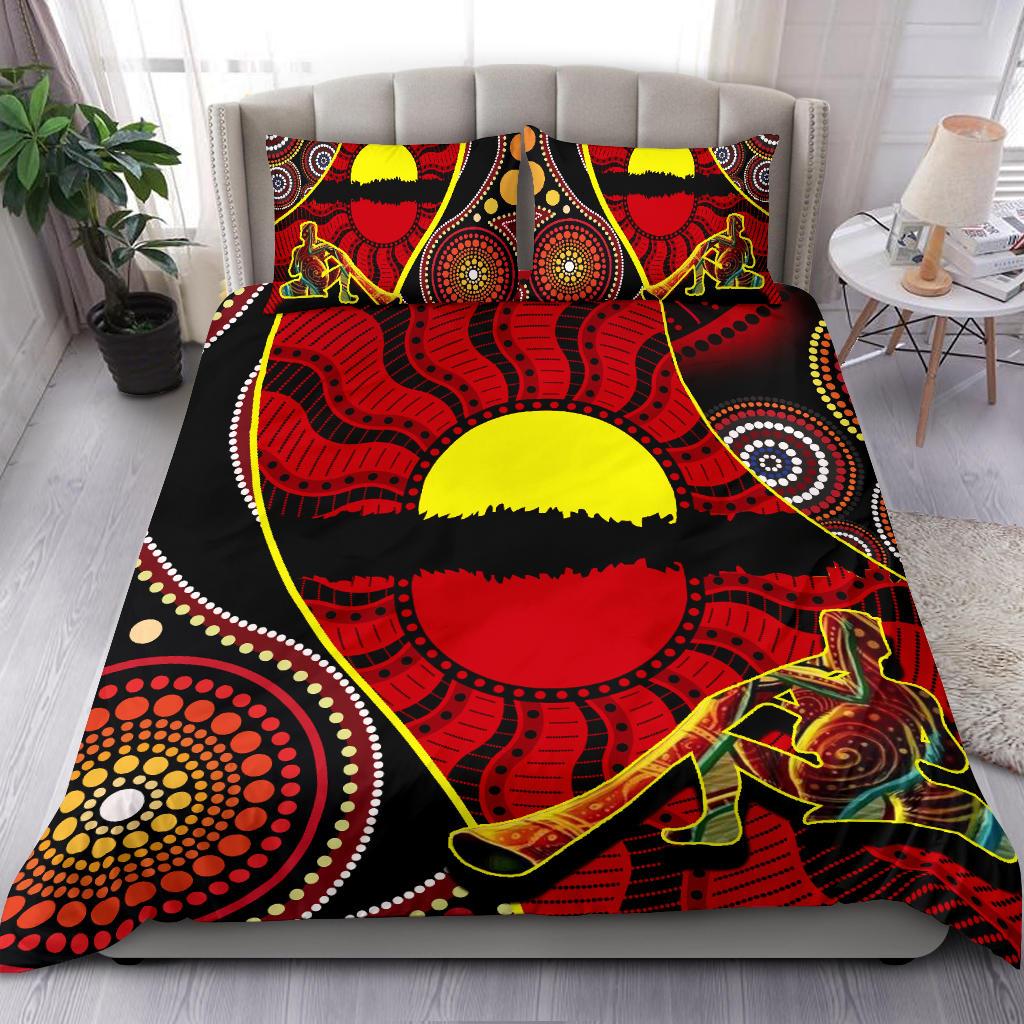 Bedding Set - Australia Aboriginal Dots With Didgeridoo - Vibe Hoodie Shop