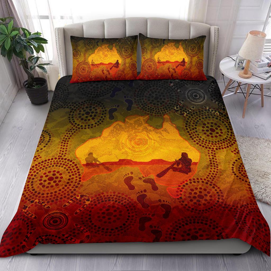 Aboriginal Bedding Set, Australian Map with Indigenous Color - Vibe Hoodie Shop