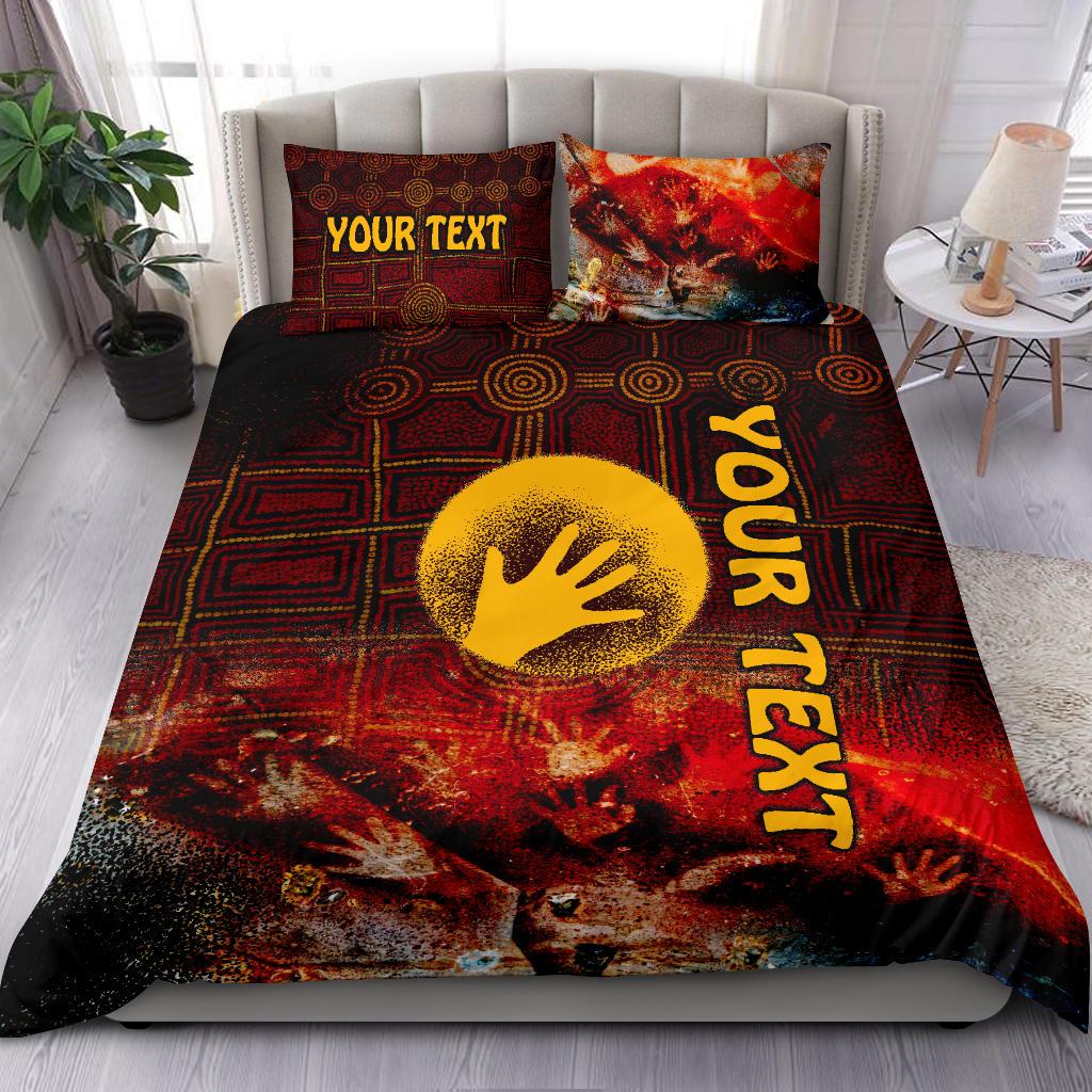 Custom Aboriginal Bedding Set - Indigenous Flag Hand Art - Vibe Hoodie Shop