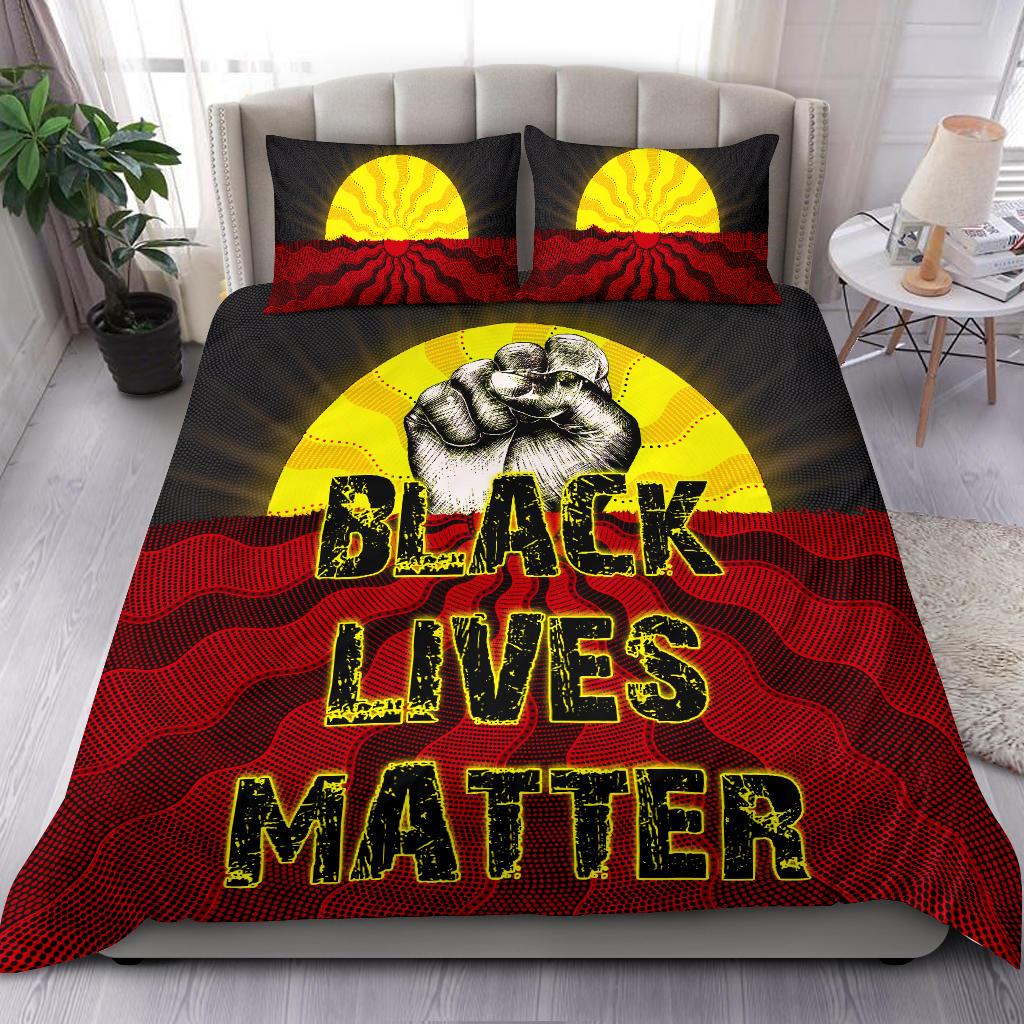 Bedding Set, Aboriginal Black Lives Matter Sun Dot Painting - Vibe Hoodie Shop