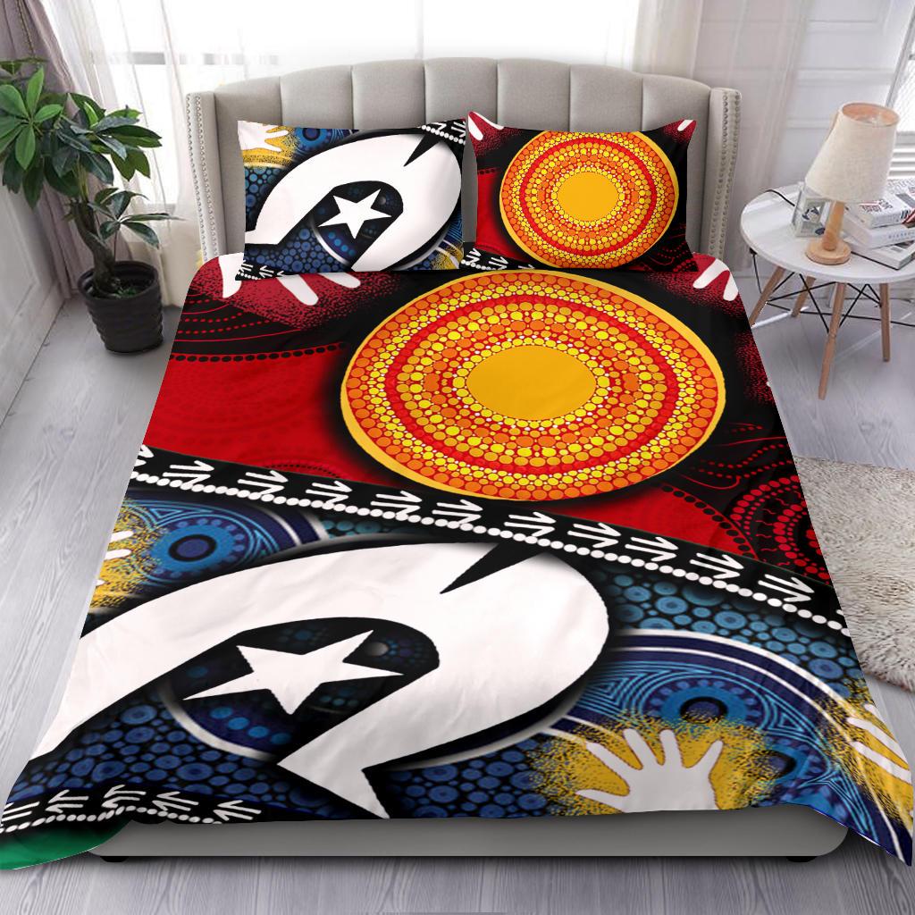 Bedding Set - Australian NAIDOC Aboriginal and Torres Strait Islands Flags - Vibe Hoodie Shop