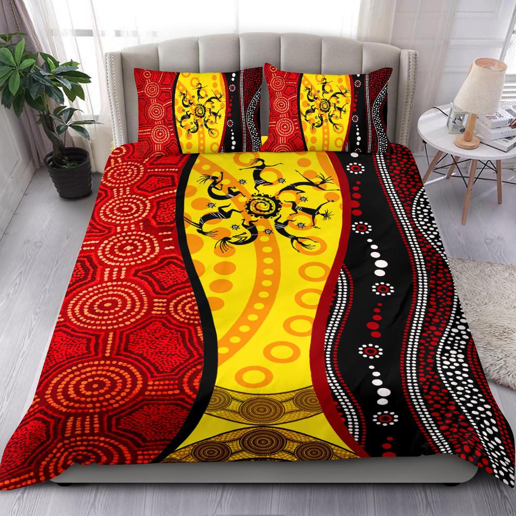 Aboriginal Bedding Sets - Dreamtime Koori Dot Acrylic Paint - Vibe Hoodie Shop