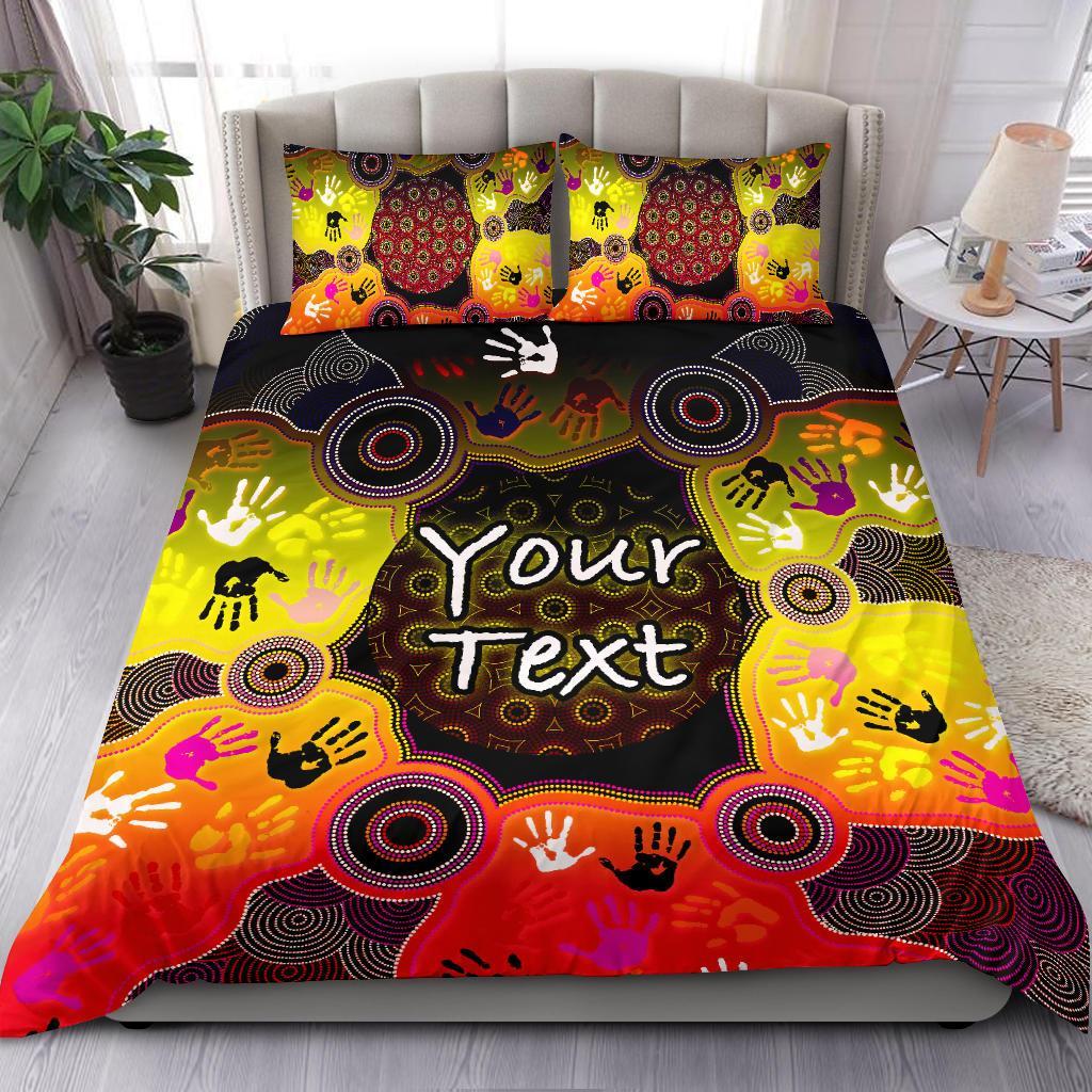 Custom Aboriginal Bedding Set, Indigenous Circle Dot Painting Hand Art - Vibe Hoodie Shop