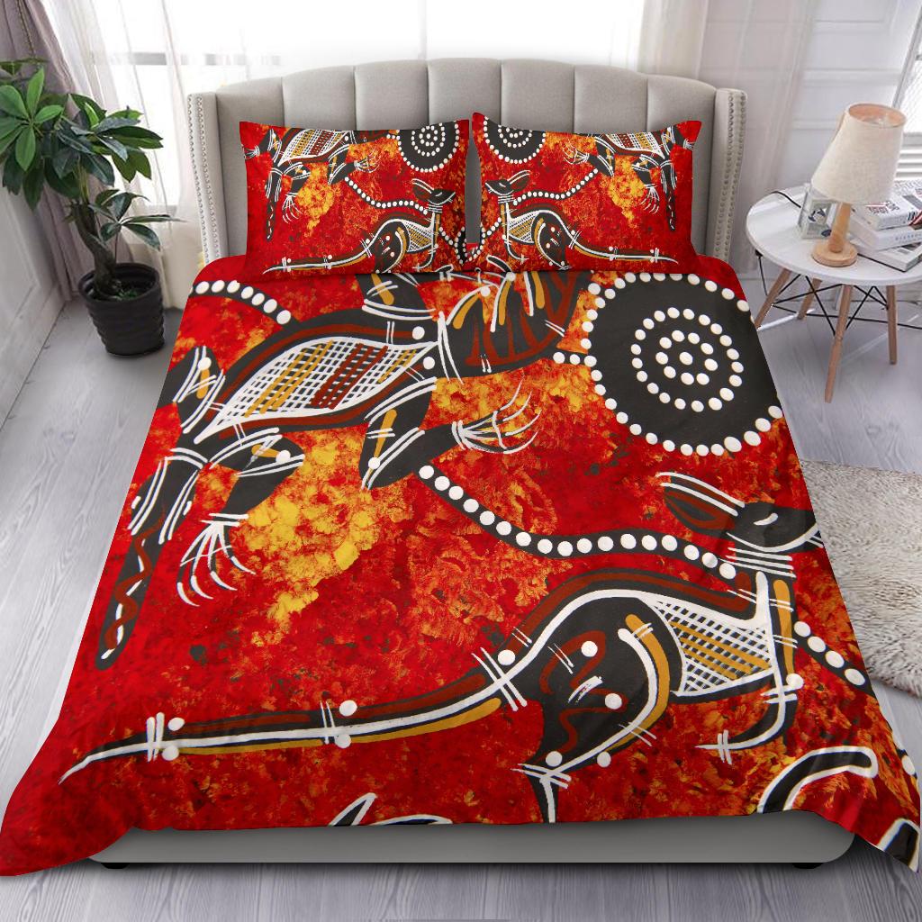 Bedding Sets - Aboriginal Crocodile And Kangaroo - Vibe Hoodie Shop