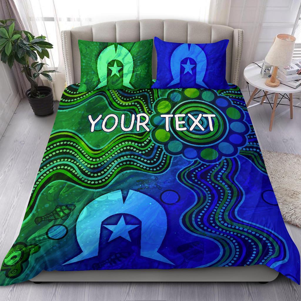 Custom Aboriginal Bedding Set, Torres Strait Islands Flag - Vibe Hoodie Shop