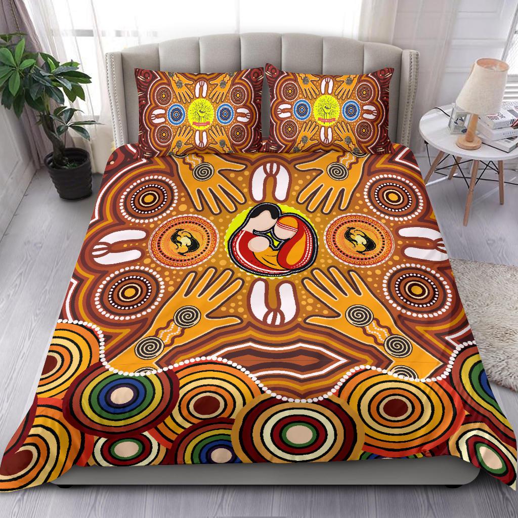 Bedding Sets - Aboriginal Family with Dot Painting - Vibe Hoodie Shop