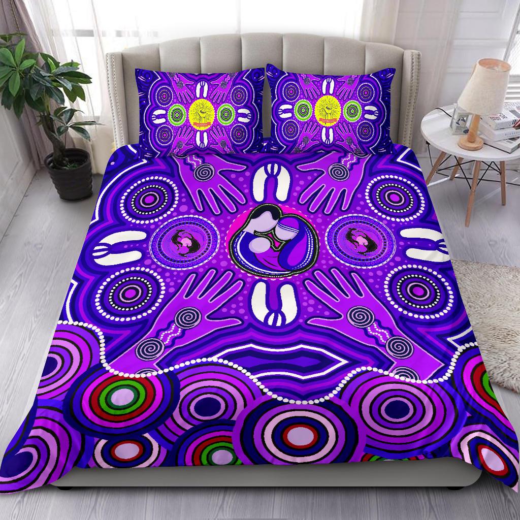 Bedding Set - Aboriginal Family With Dot Painting art - Vibe Hoodie Shop