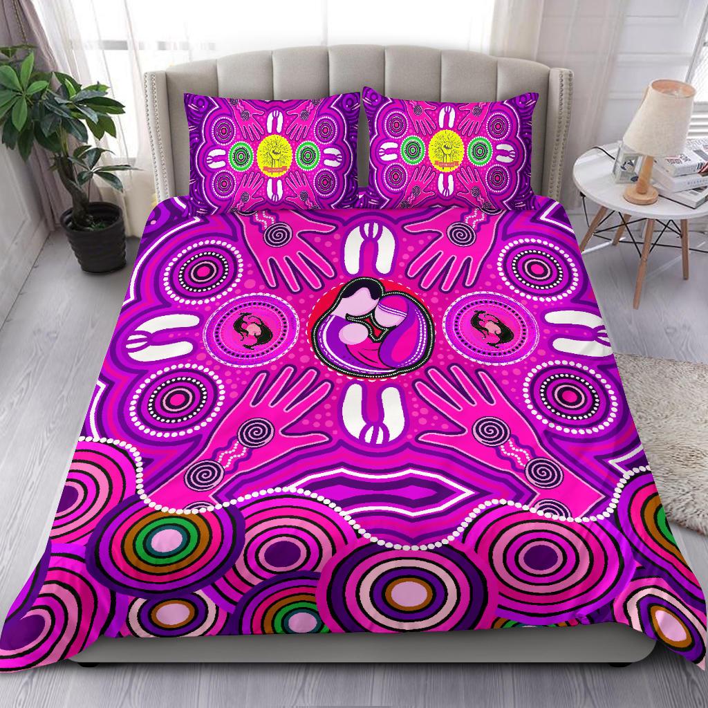 Bedding Set - Aboriginal Family With Dot Painting art - Vibe Hoodie Shop