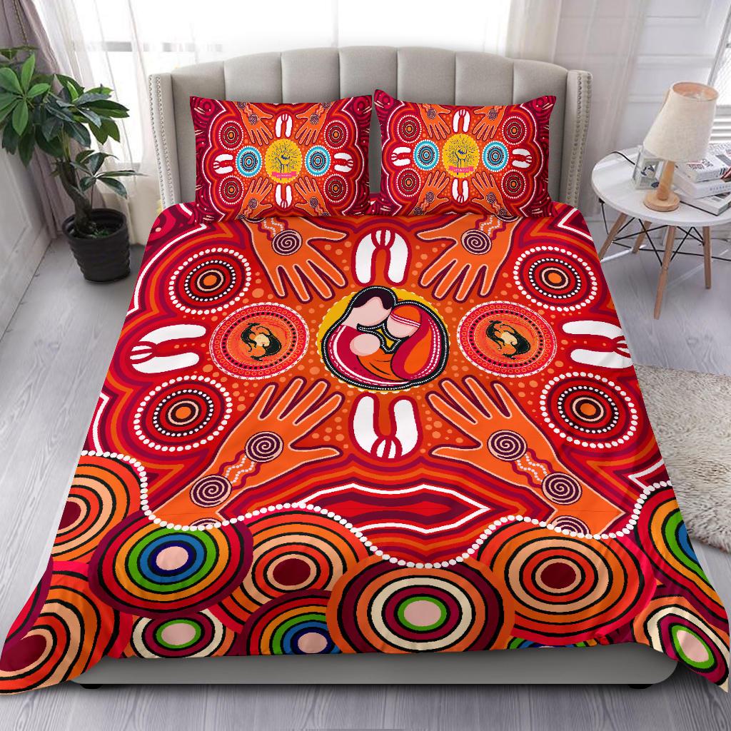 Bedding Sets - Aboriginal Family With Dot Painting art - Vibe Hoodie Shop