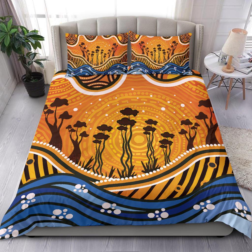 Aboriginal Bedding Set - Boab Tree Dot Painting Art Vero2 - Vibe Hoodie Shop