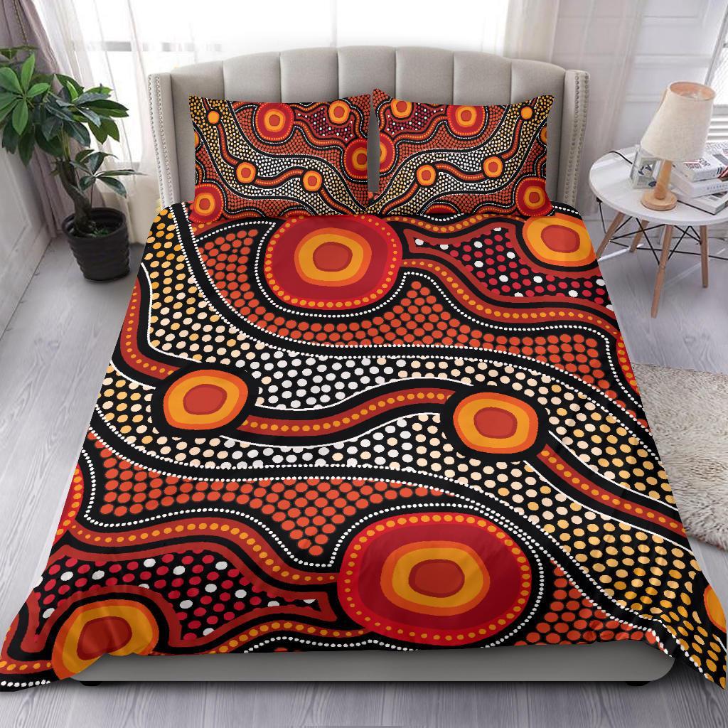 Aboriginal Bedding Set - Landscape Circle Dot Painting Art - Vibe Hoodie Shop