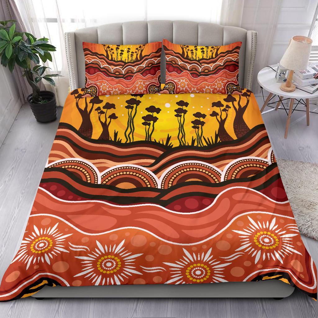 Aboriginal Bedding Set - Boab Tree Dot Painting Ver01 - Vibe Hoodie Shop