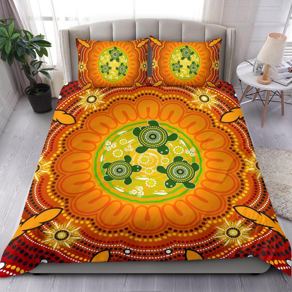 Aboriginal Bedding Set, Turtle Circle Dot Painting Art - - Vibe Hoodie Shop