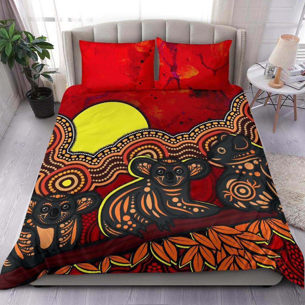 Aboriginal Bedding Set - Australian Indigenous Koala - Vibe Hoodie Shop