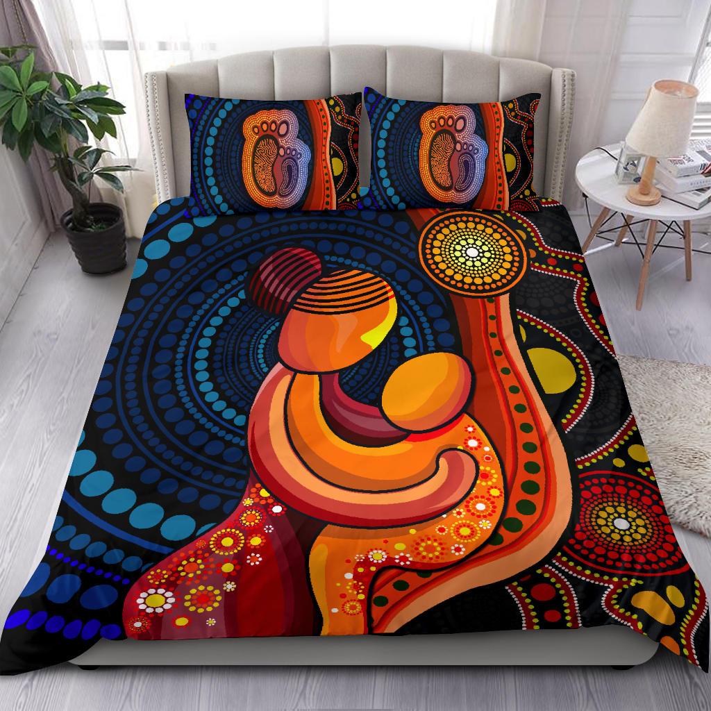 Bedding Set - Aboriginal Mother And Son - Vibe Hoodie Shop