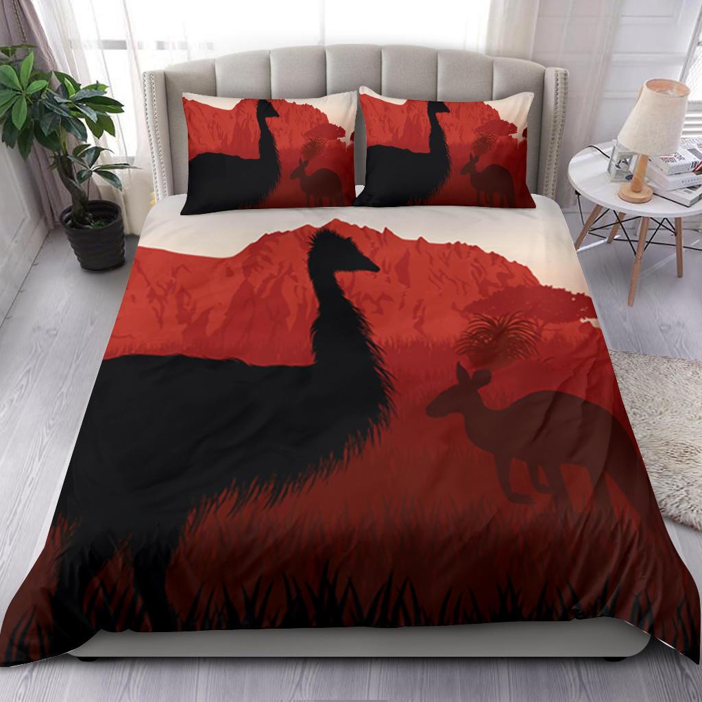 Bedding Set - Australian Nature with Emu and Kangaroo - Vibe Hoodie Shop