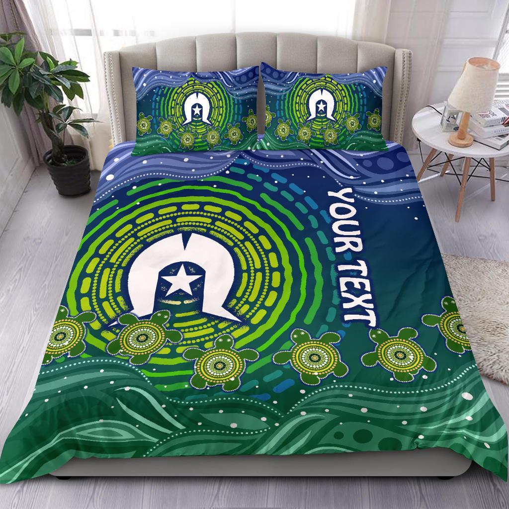 Custom Text Torres Strait Islanders Bedding Set - Aboriginal Turtle - Vibe Hoodie Shop