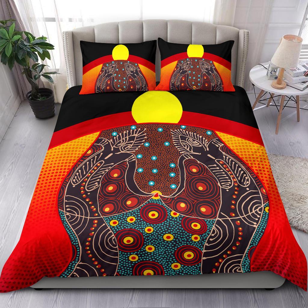 Bedding Set - Aboriginal Sublimation Dot Pattern Style (Red) - Vibe Hoodie Shop