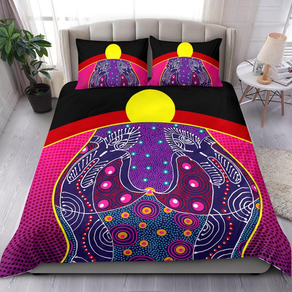 Bedding Set - Aboriginal Sublimation Dot Pattern Style (Violet) - Vibe Hoodie Shop