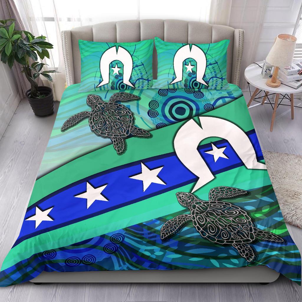 Bedding Set - Torres Strait Flag And Turtle - Vibe Hoodie Shop