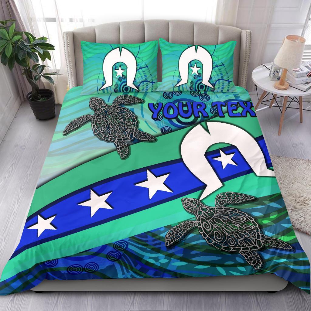 Personalised Bedding Set - Torres Strait Flag And Turtle - Vibe Hoodie Shop